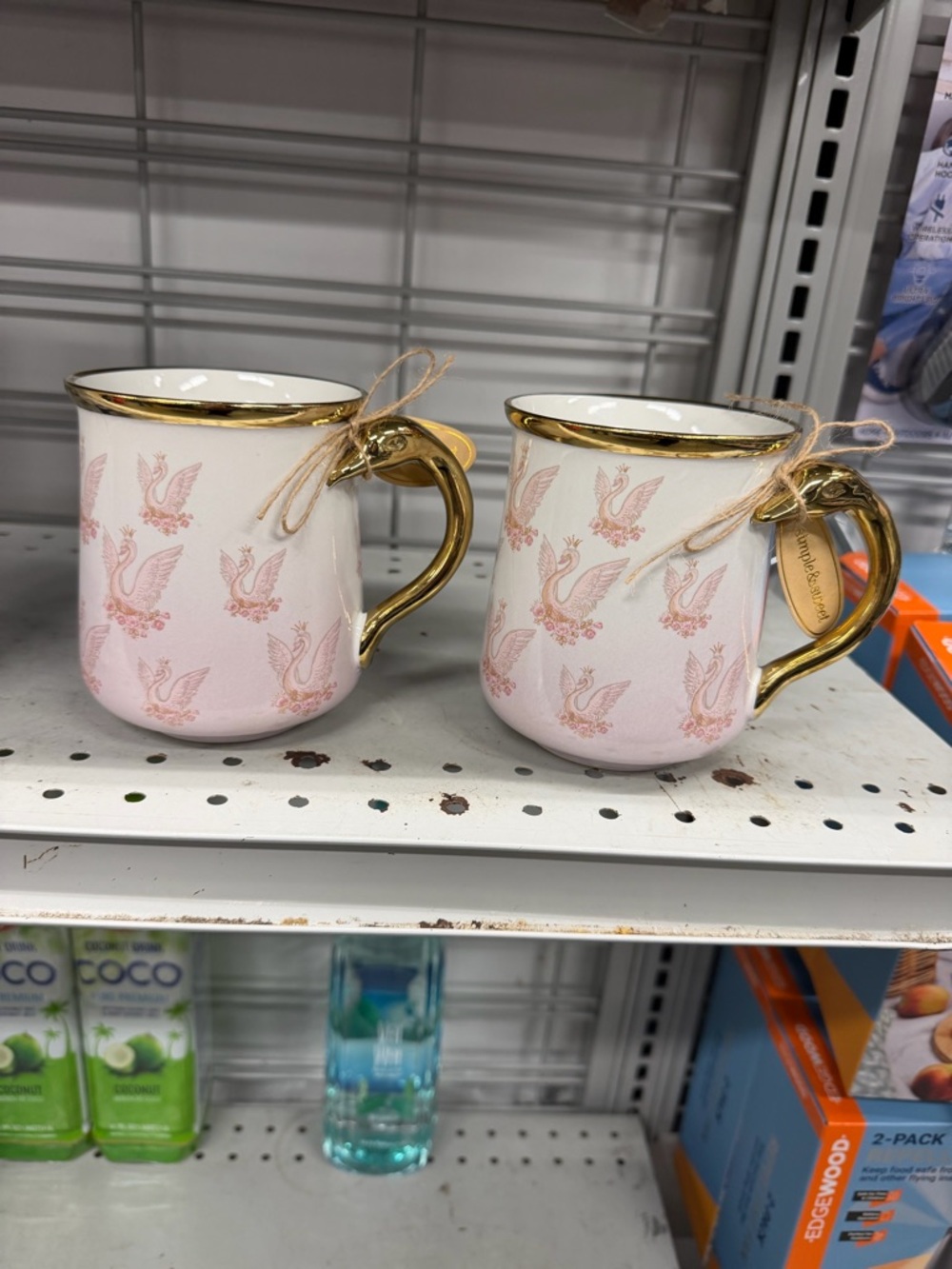 Elegant Pink Swan Ceramic Mug with Gold Handle - Brand